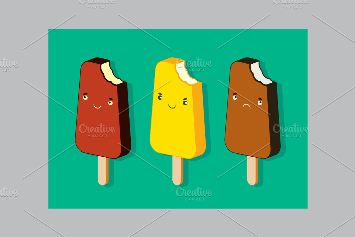 Ice cream summer vector posters., a Food Illustration by PoPaShop (Photo 7 of 7)