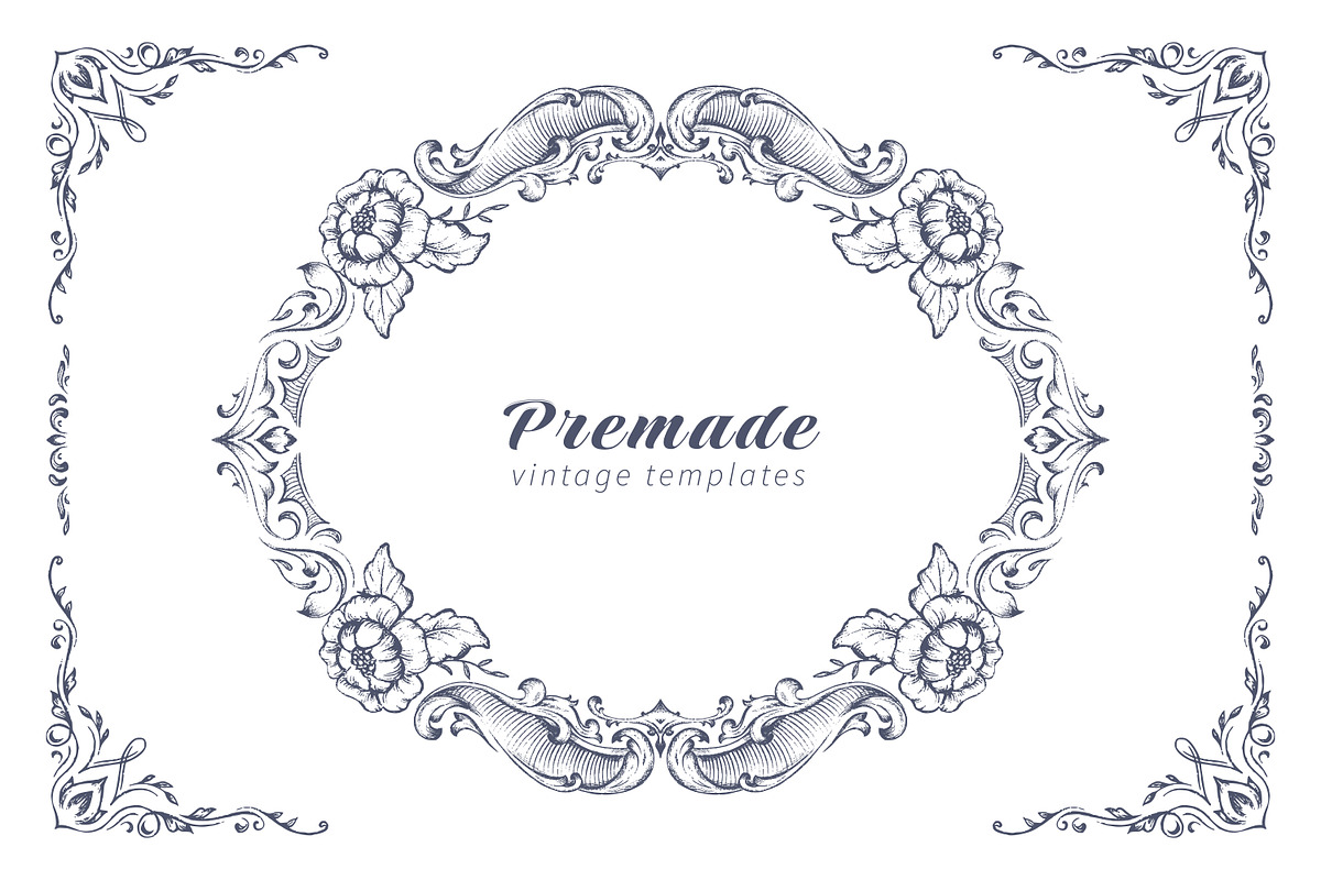 Vintage Vector Frames & Borders, a Decorative Illustration by Molly art (Photo 7 of 9)
