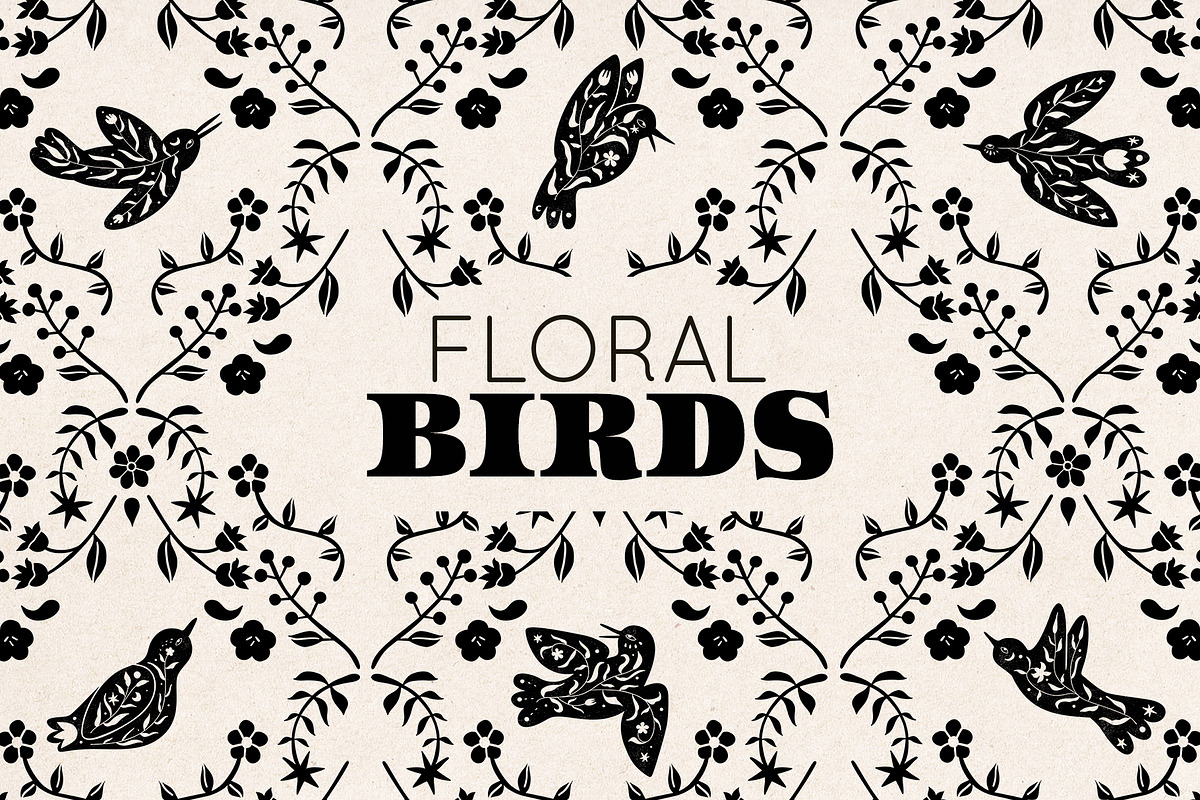 FLORAL BLACK BIRD SILHOUETTES Spring, an Object Graphic by Creativemaker (Photo 1 of 14)