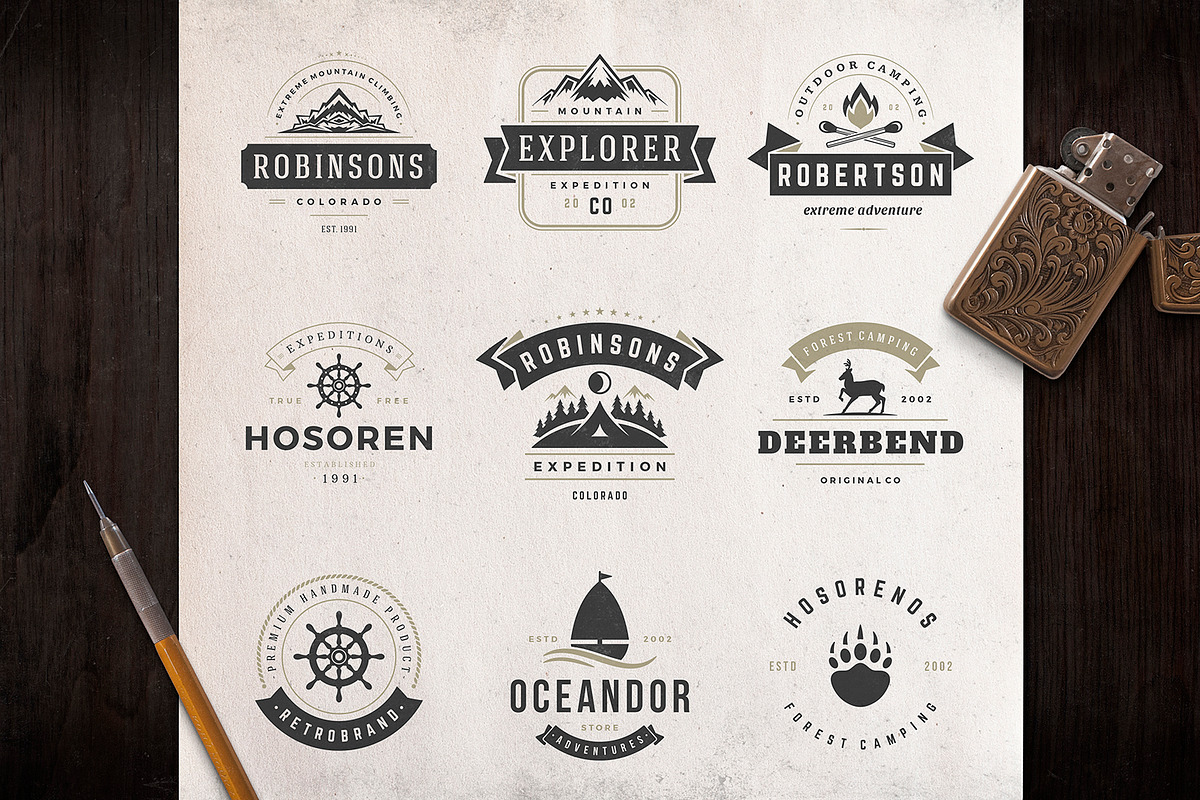 280 Outdoor logos and badges, a Branding & Logo Template by Vasya Kobelev (Photo 48 of 83)