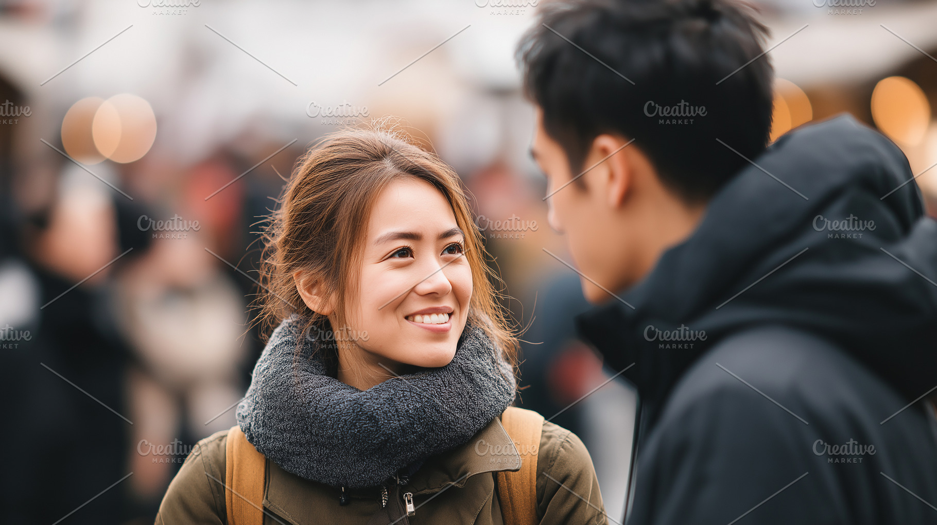 Young asian woman in a warm scarf, a Person Photo by MistyDay