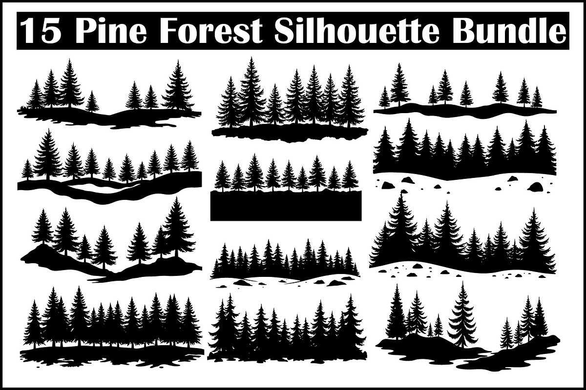 Pine Forest Silhouette Bundle, a Graphic by Creativeshirt (Photo 1 of 16)