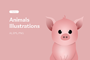 Cute Animals Illustrations, an Illustration by naima.design (Thumbnail 2 of 4)