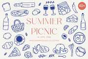Summer Picnic Elements - Doodle Art, an Illustration by Moonberry_Studio (Thumbnail 1 of 14)