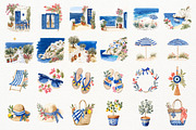 Summer Greece Watercolor Clipart, a Seasonal Illustration by Nicolle's Colorful Art (Thumbnail 3 of 5)