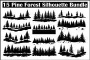 Pine Forest Silhouette Bundle, a Graphic by Creativeshirt (Thumbnail 1 of 16)