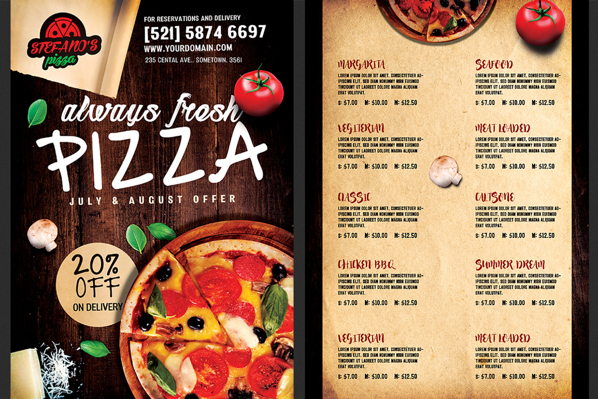 Pizza Flyer Menu Template, a Flyer Template by Hotpin