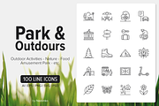 100 Park & Outdoors Icons, an Outline Icon by Nadiinko (Thumbnail 1 of 3)