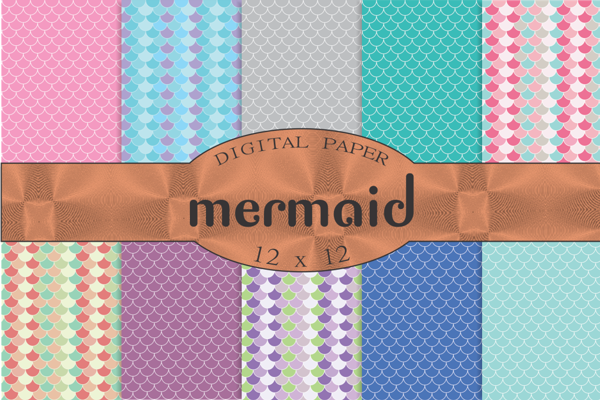 Seamless backgrounds mermaid, a Pattern Graphic by Kiwi Fruit Punch