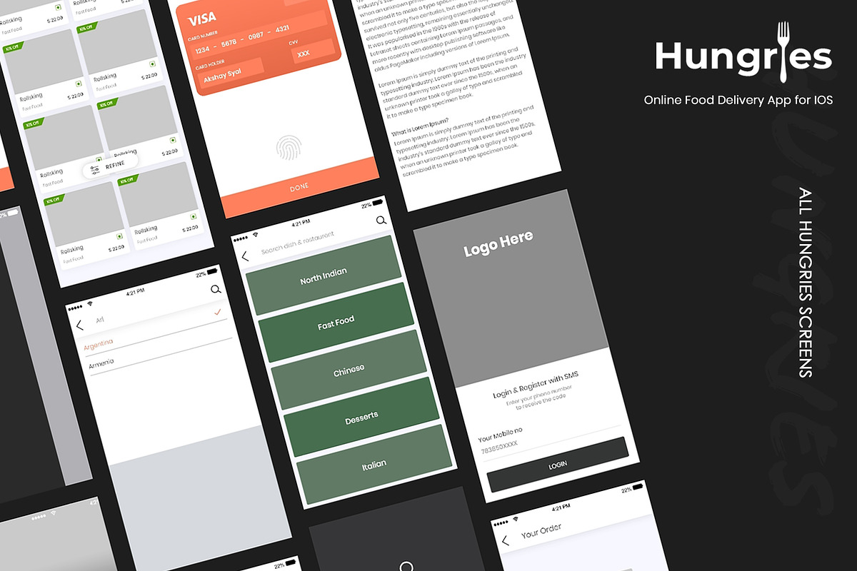 Hungries Wireframe UI Kit for Food, an UI Kit Template by SyalUIUX (Photo 6 of 9)