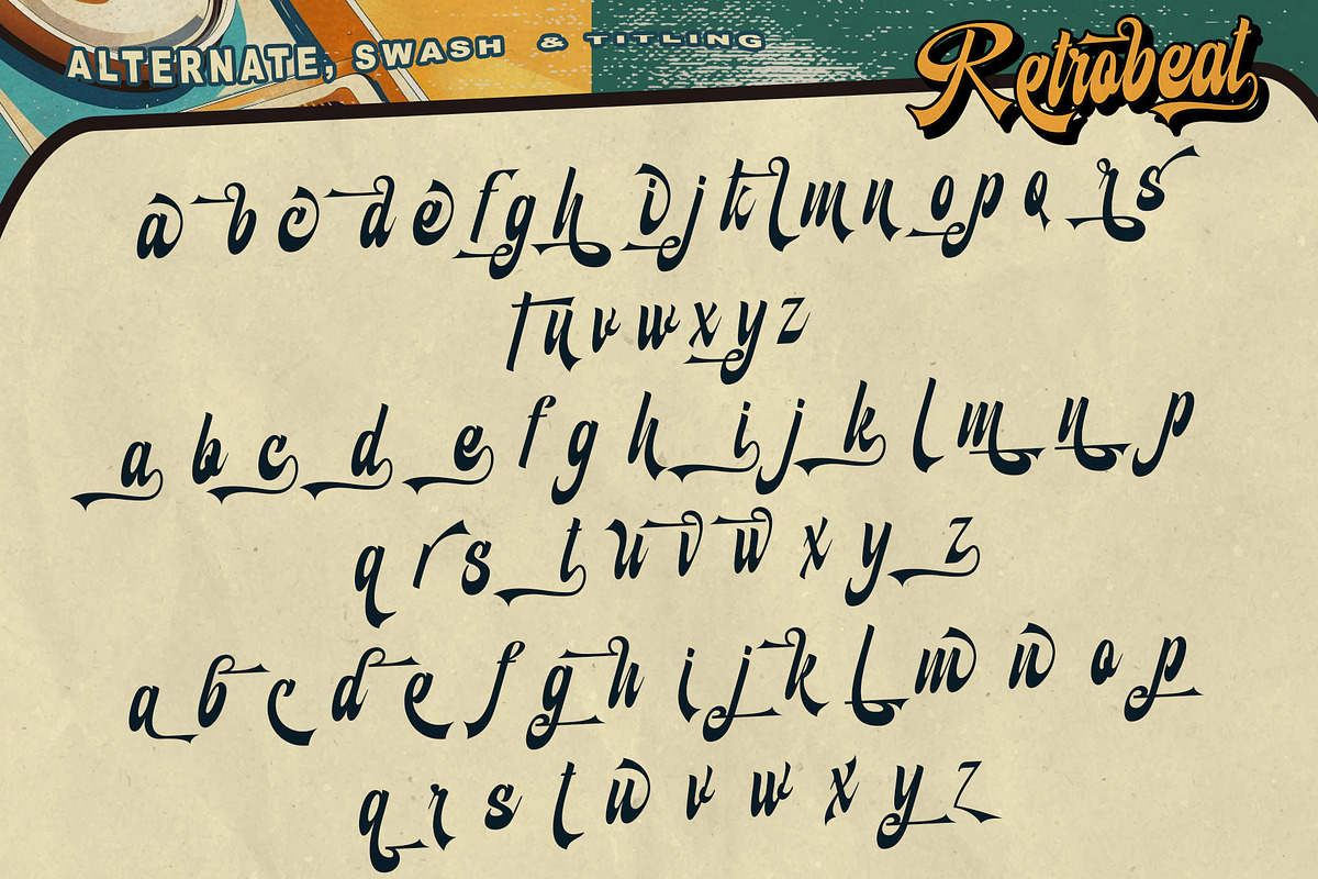 Retrobeat – Bold Retro Script Font, a Script Font by Letterara (Photo 11 of 14)