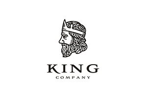 Line Art Greek King Face Logo Design