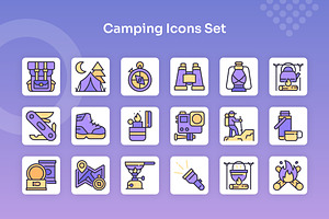 Camping Icons Set - Filled Line