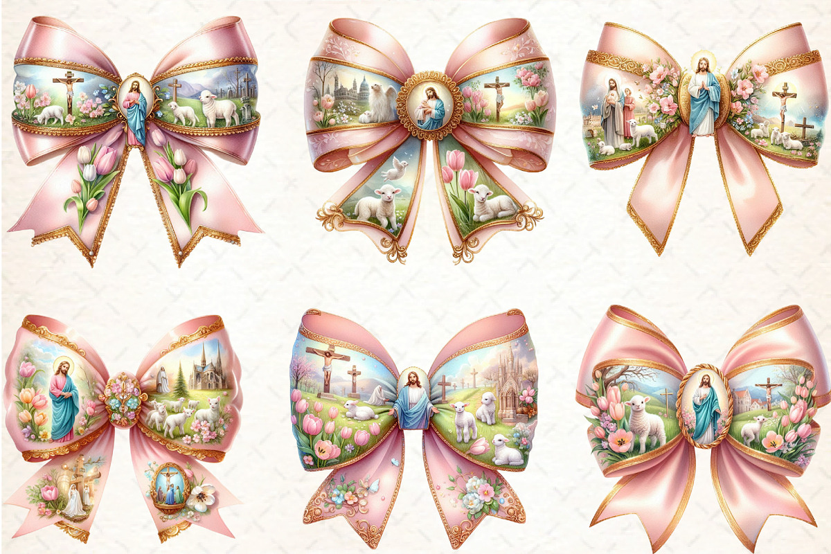 Easter Coquette Bow Clipart, an Illustration by DreamCafeArt (Photo 2 of 5)