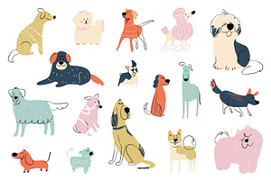 Cute Dog Breeds Vector Set