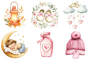 Pink Baby Girl Nursery Clipart, an Illustration by Watercolor design (Thumbnail 4 of 4)