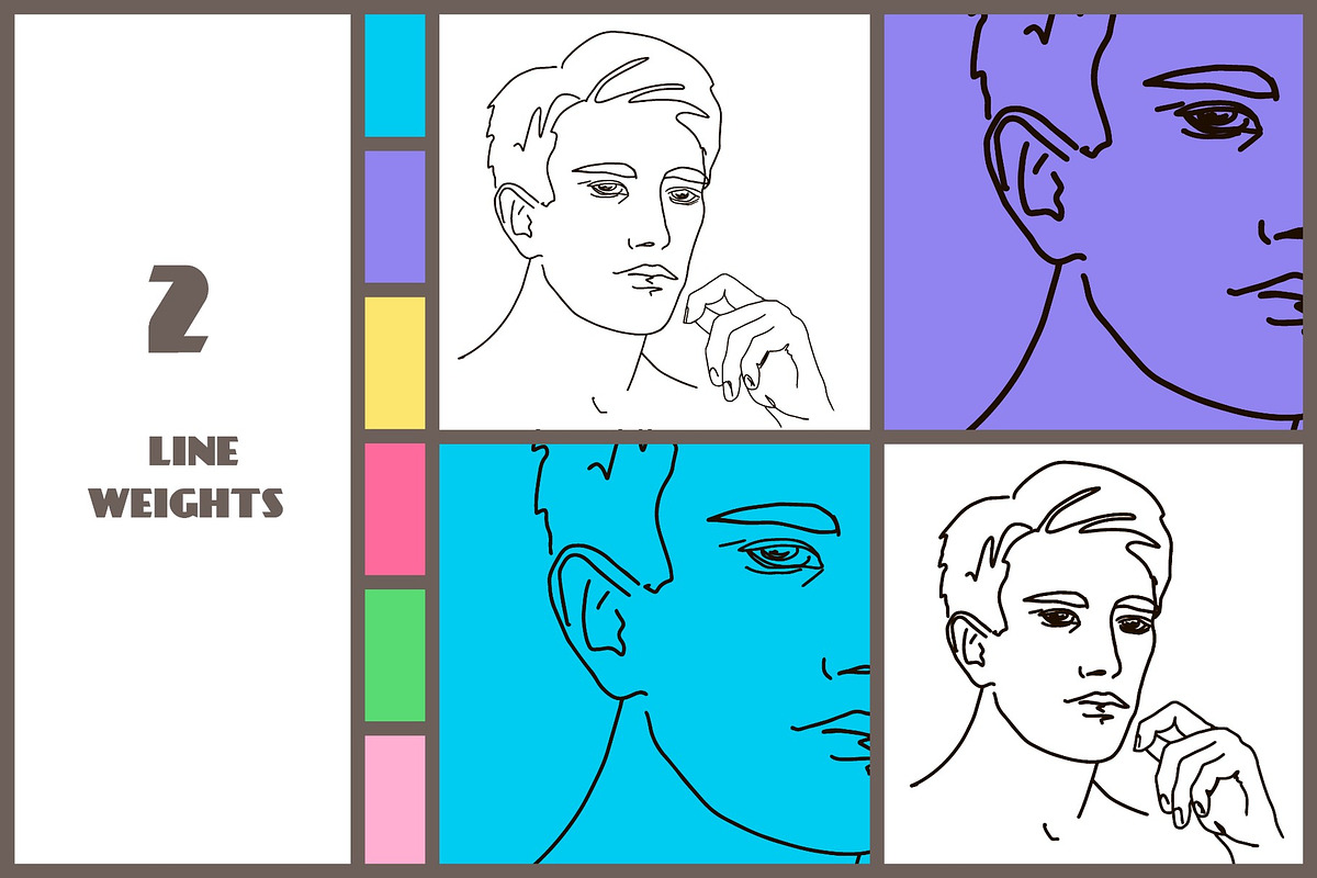 Male Face Line Art Portraits, a Person Illustration by statica (Photo 5 of 11)