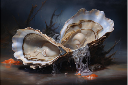 Iridescent Oyster open shell, a Food & Drink Photo by Ylivdesign