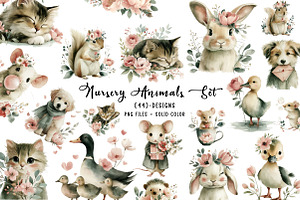 valentine and nursery animals set, an Illustration by CreationArt