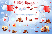Hot Mugs. Valentine's day clipart, a Food Illustration by Maycat_store (Thumbnail 3 of 6)