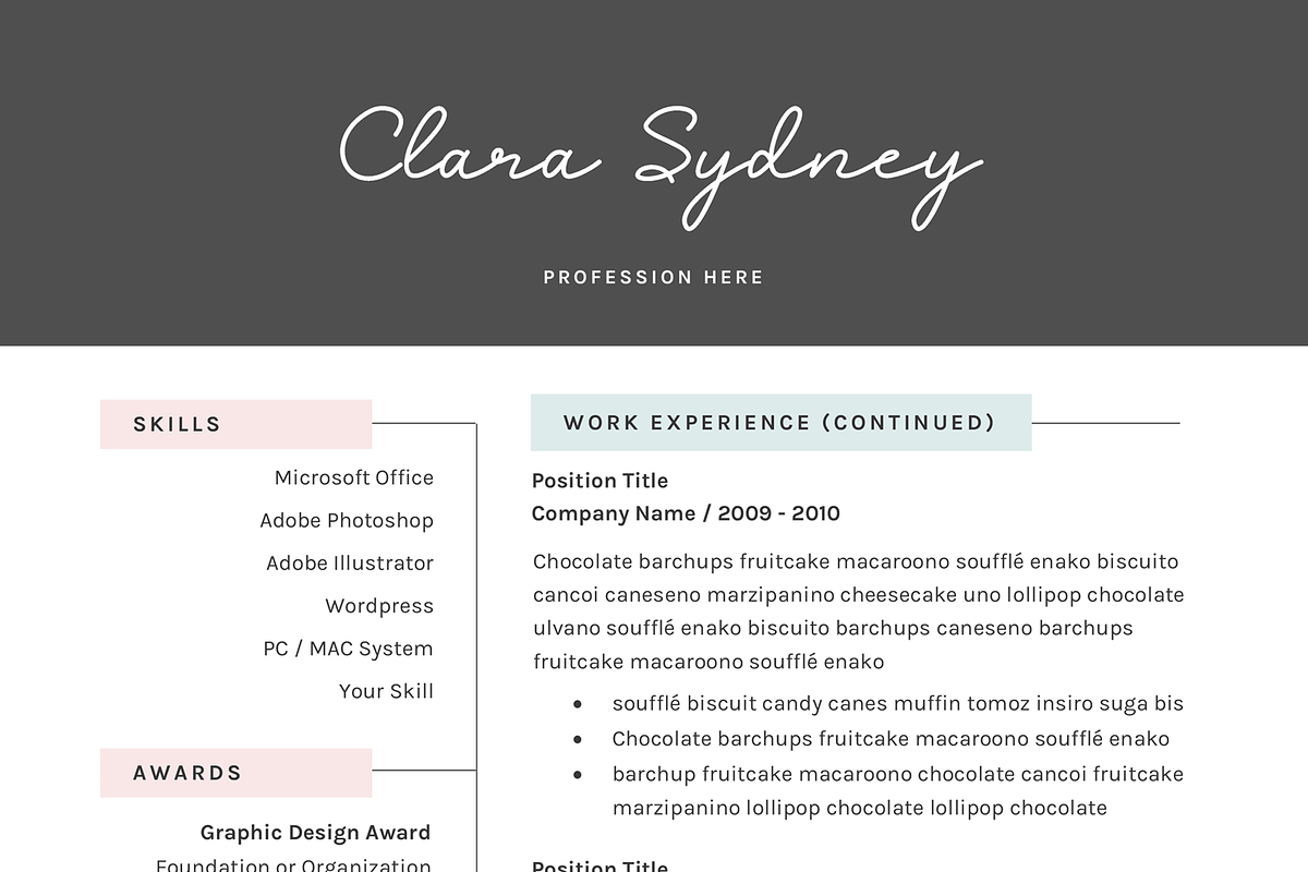 Creative Resume Template for Word, a Resume Template by GResume (Photo 7 of 9)