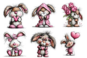 Valentine's Whimsical Bunny Clipart, an Illustration by Dream Creation (Thumbnail 3 of 7)