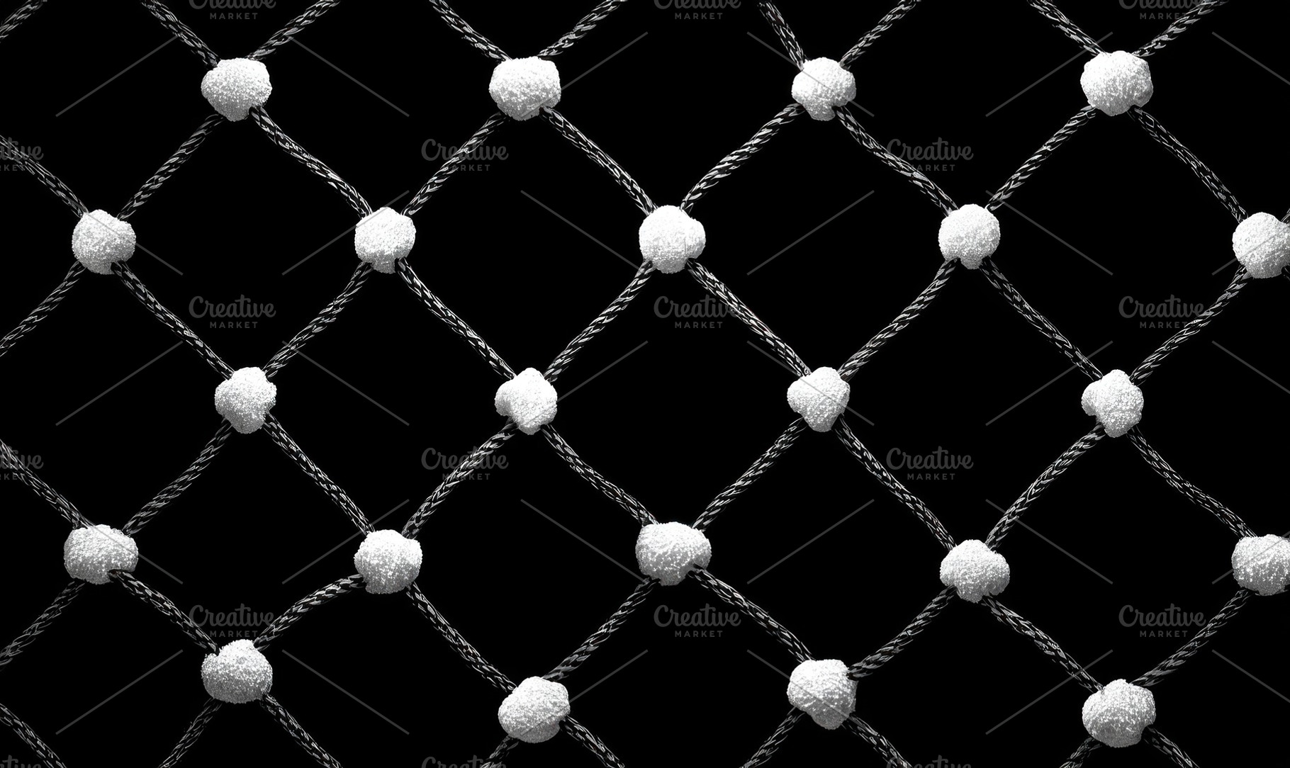 Closeup of black and white knotted rope net pattern with texture, an Abstract Photo by José Manuel Gelpi