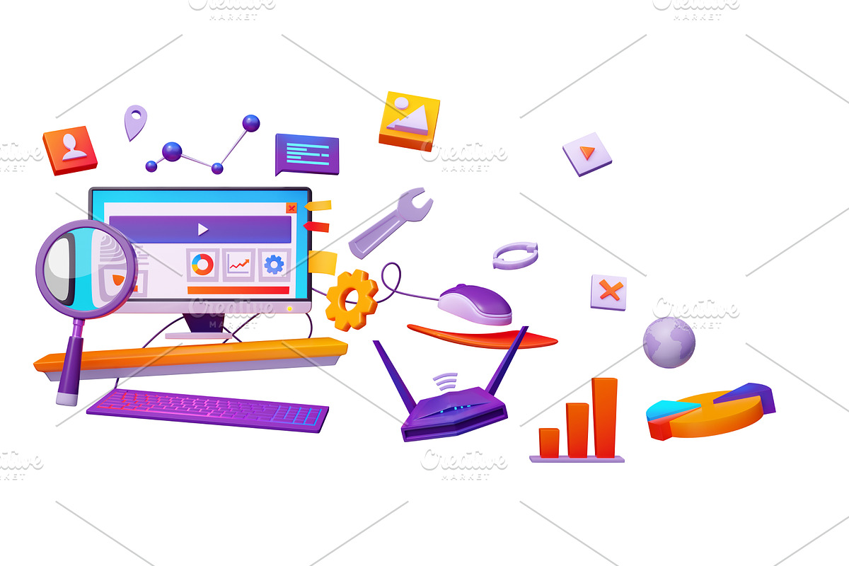 SEO optimization 3d render cartoon, a Characters & Person 3D Model by art PVP - market