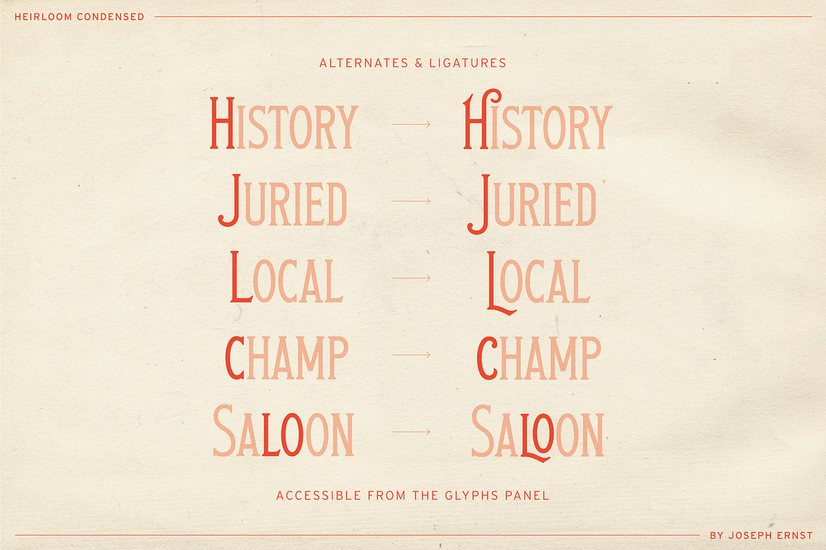 Heirloom Condensed, a Serif Font by Joseph Ernst Design Shop (Photo 3 of 7)