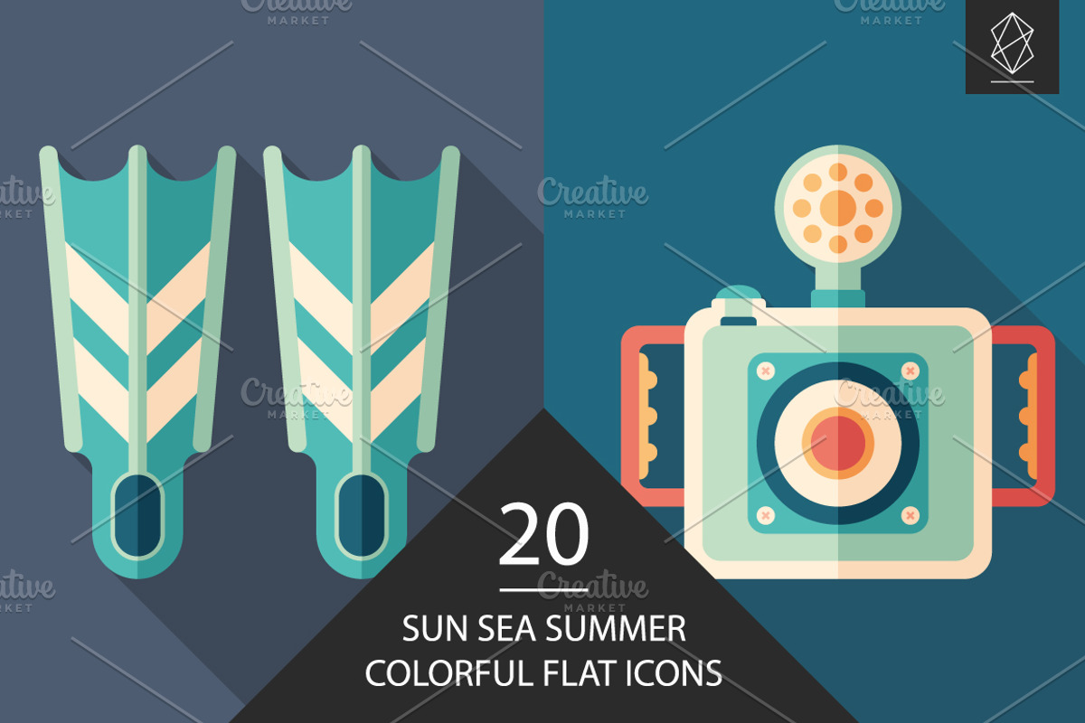 Sun sea summer flat icon set, an Icon by Yury Velikanov (Photo 1 of 3)