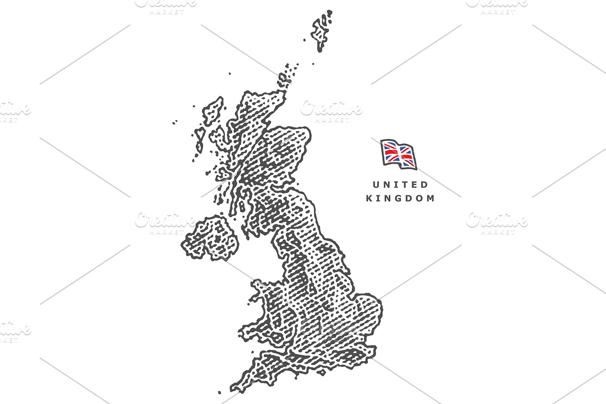 Colored map of the United Kingdom, an Illustration by Irina Trusova (Photo 2 of 5)