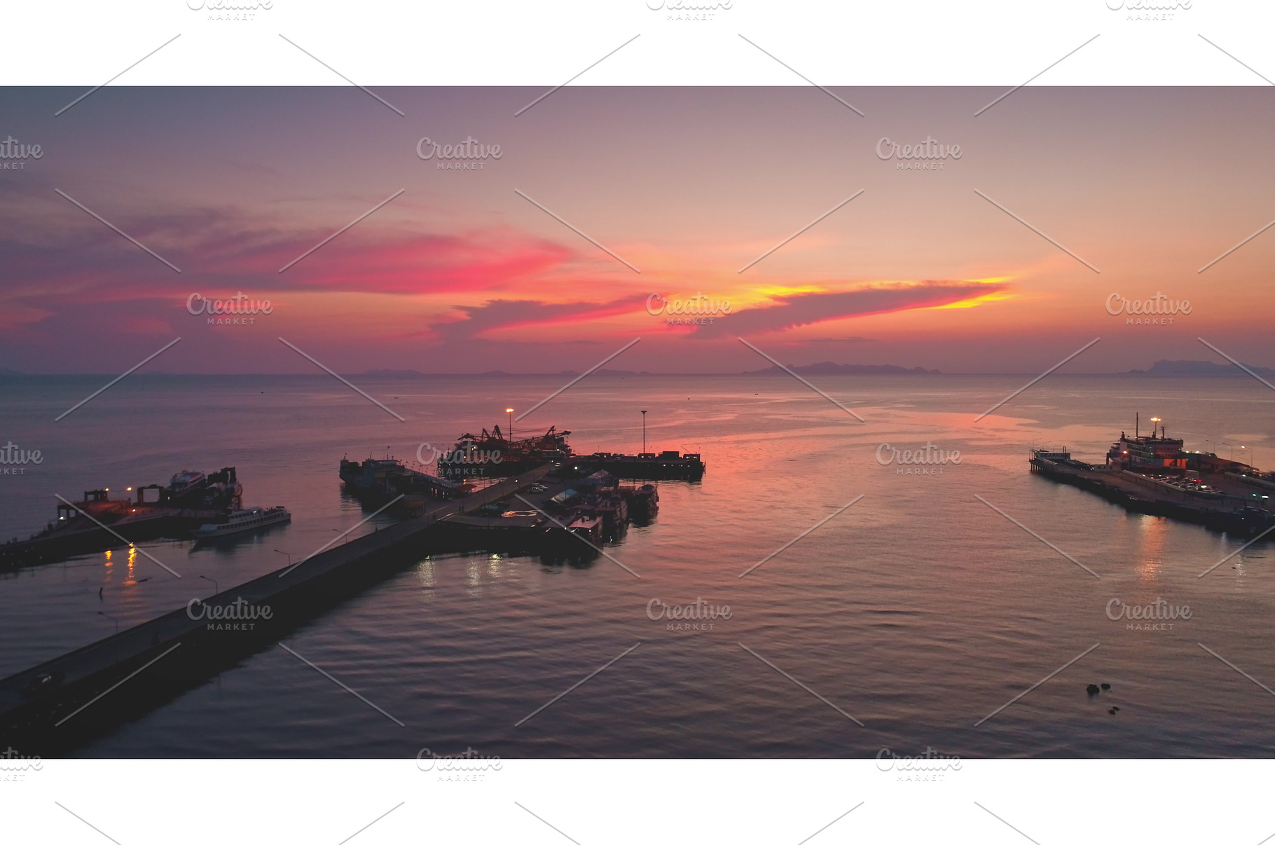 Ferry leaving pier at sunset, a Transportation Photo by Goinyk