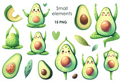 Watercolor Yoga Avocado PNG Clipart, a Food Illustration by Whimsy Brush Studio (Thumbnail 4 of 6)