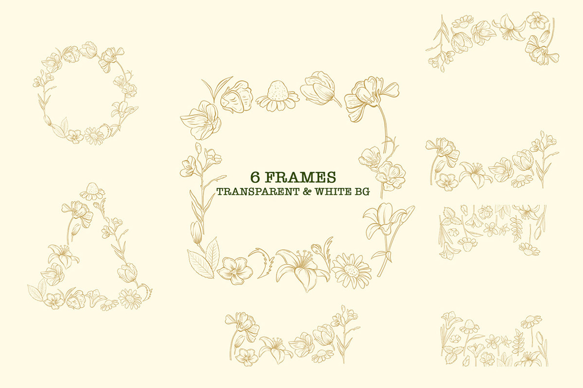 Line Art Flowers Clipart Floral Set, an Object Graphic by KlymchukArtworks (Photo 3 of 8)