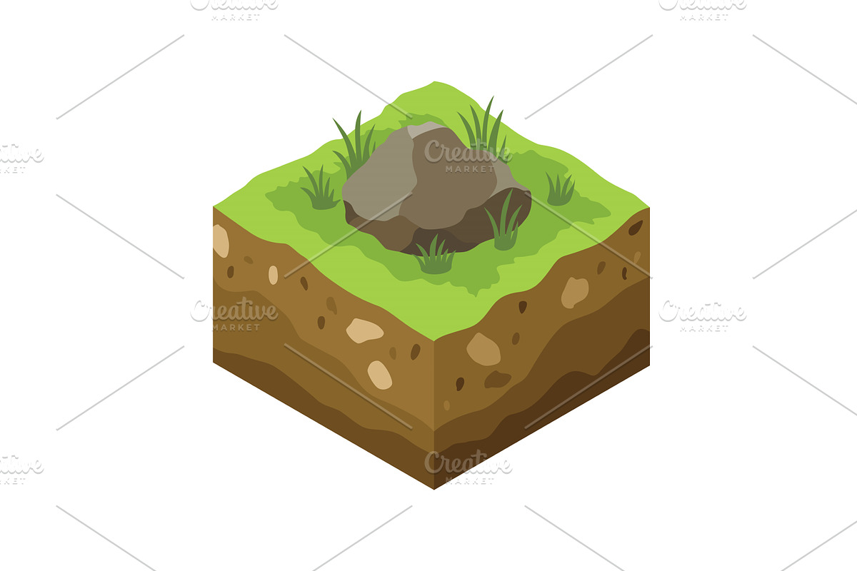Soil layers with stone and grass, an Illustration by the8monkey