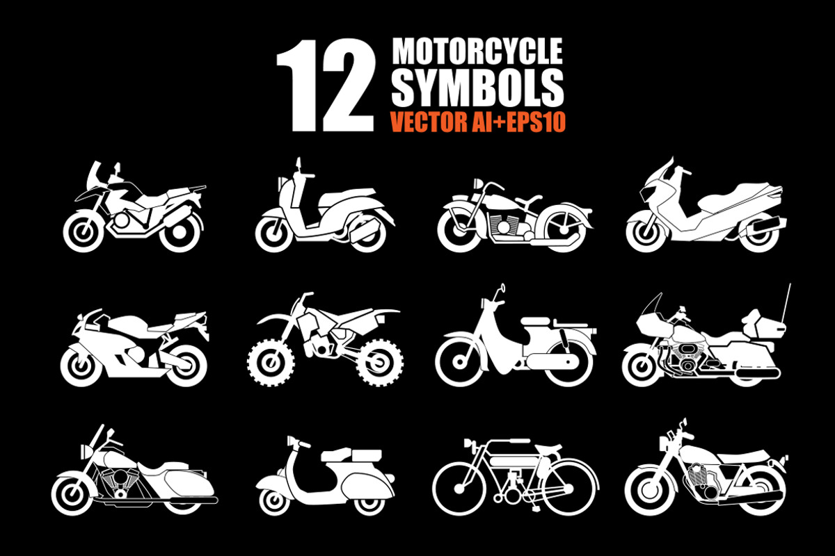 Motorcycle Icons set, an Object Illustration by iconerstock