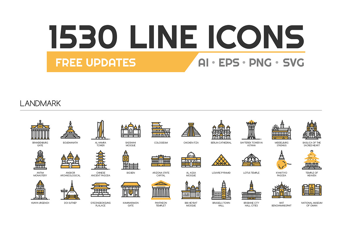 1530 UNIQUE LINE ICONS, an Outline Icon by eucalyp (Photo 7 of 9)