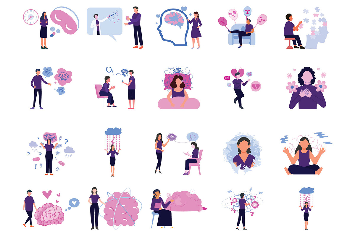 Mental Health Digital Illustrations, an Illustration by Vector Portal (Photo 6 of 6)