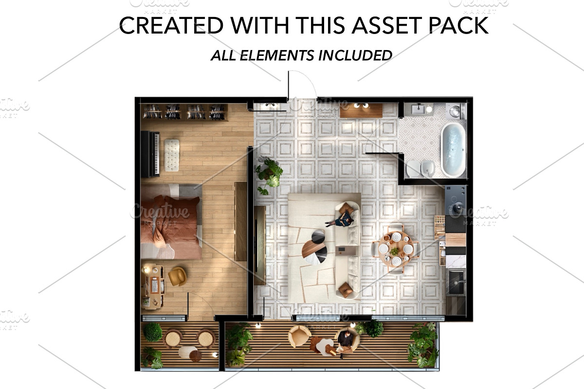 Floor Plan Asset Pack – 100 Elements, an Object Graphic by SketchBoyko (Photo 2 of 6)