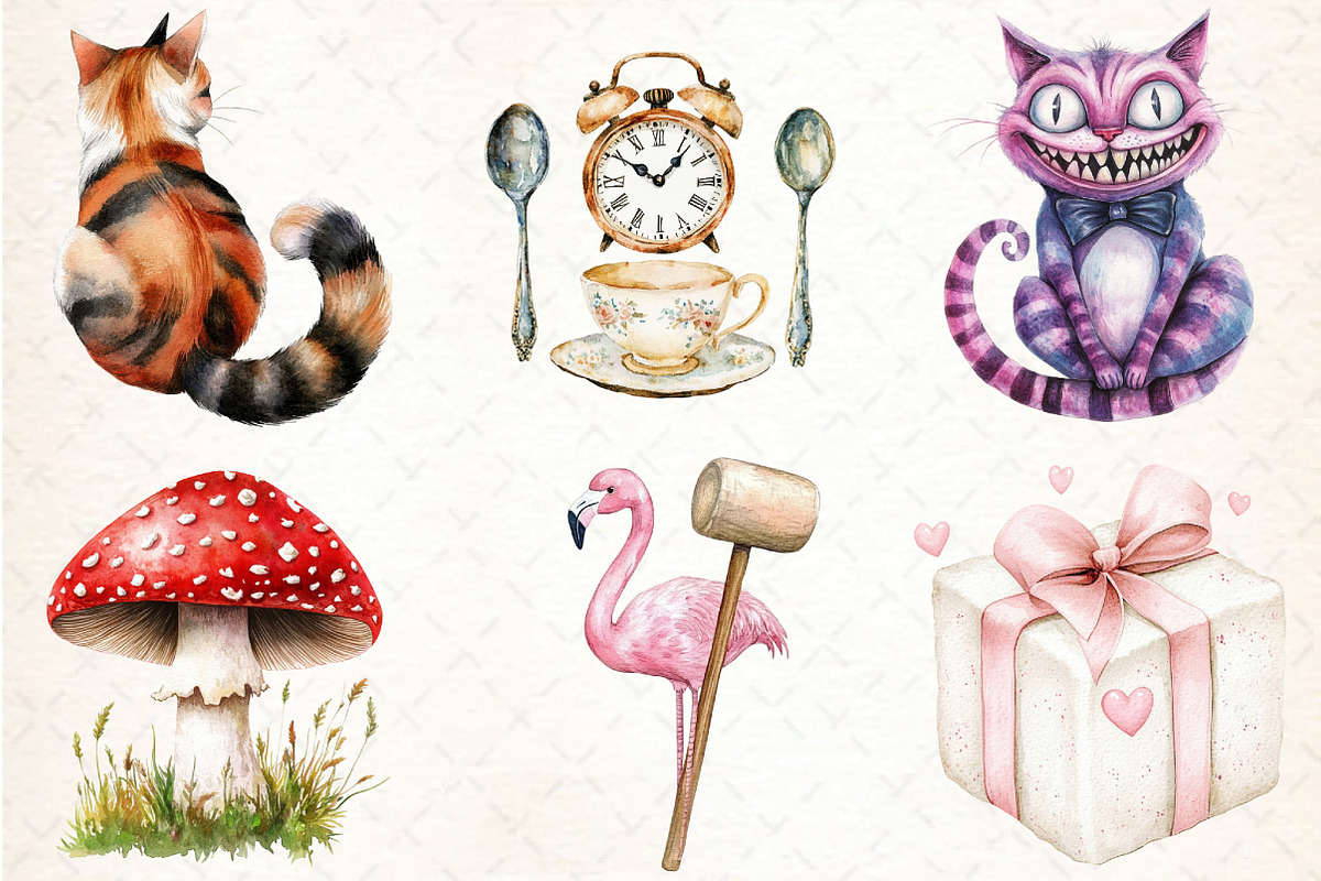 Alice in Wonderland Clipart, an Illustration by DreamCafeArt (Photo 2 of 7)