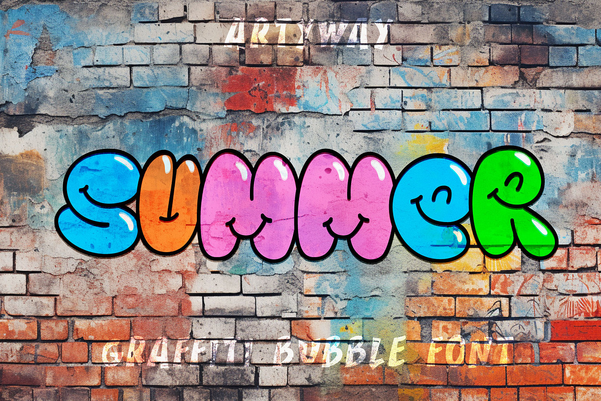 Bubble Graffiti Font, a Font by artyway (Photo 1 of 6)