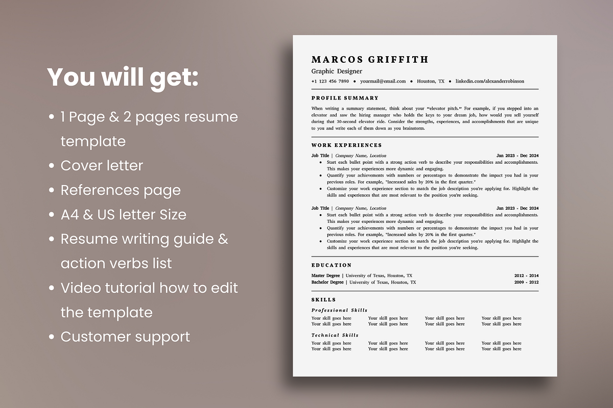 ATS Resume Template Google Docs, a Resume Template by bonadigitals (Photo 4 of 5)