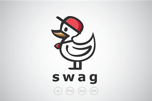 Swag Duck With Hat Logo Template