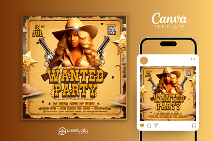 Western Party Flyer Canva Template