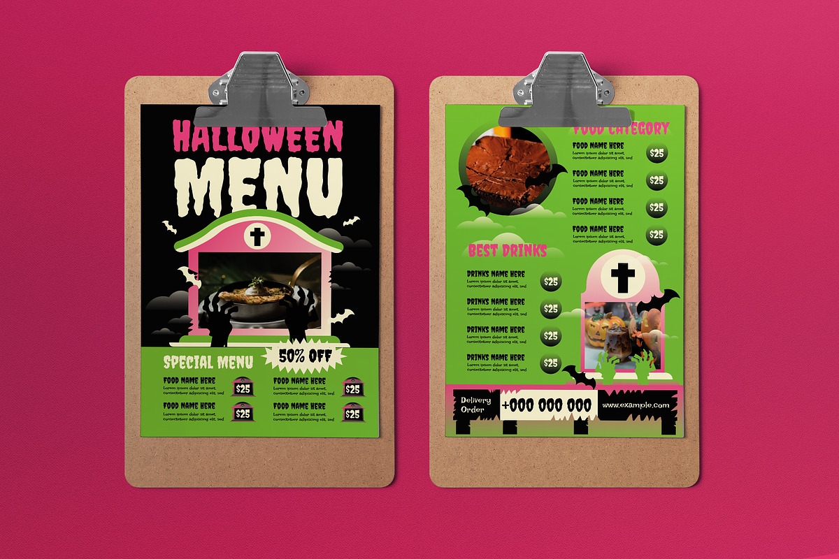 Black Maximalist Halloween Menu, a Flyer Template by graphicook (Photo 1 of 4)