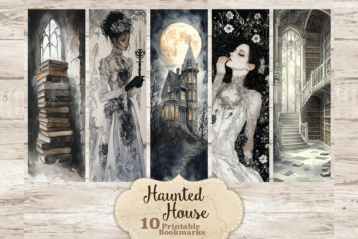 Haunted House Bookmarks | Halloween, a Seasonal Illustration by GlamArtZhanna (Photo 1 of 3)