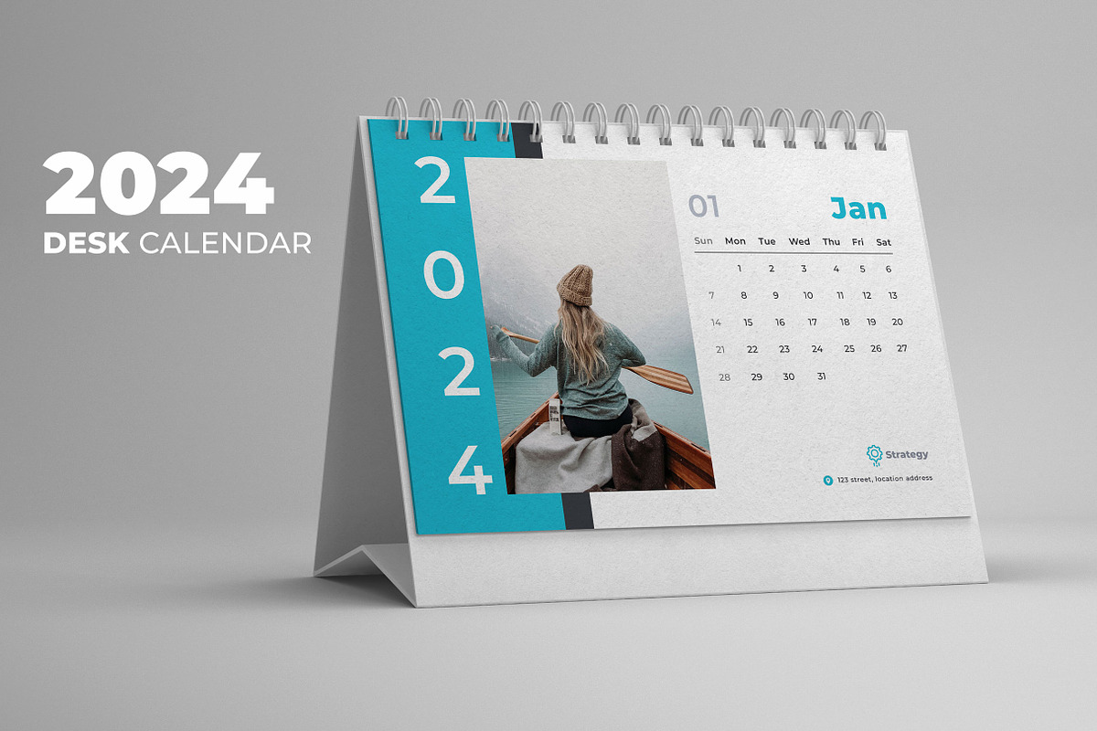 Desk Calendar 2024, a Print Template by Uiparvin (Photo 1 of 2)