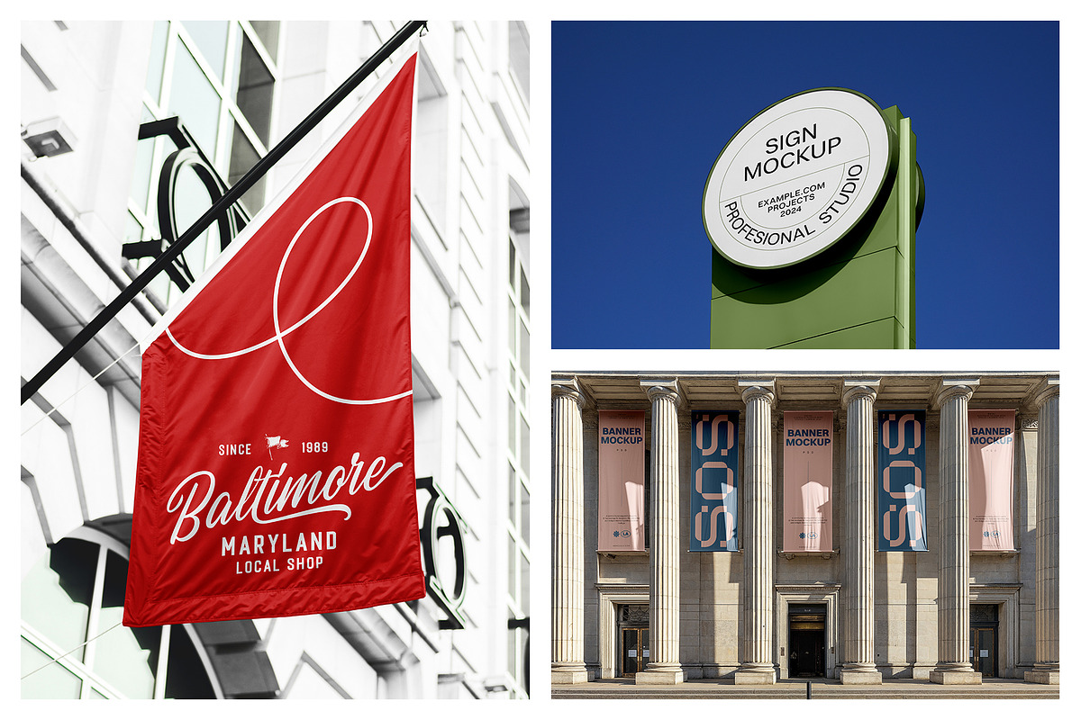 Signage Mockups vol.4 - Flag Mockups, an Advertising Mockup by MockupForest (Photo 4 of 10)