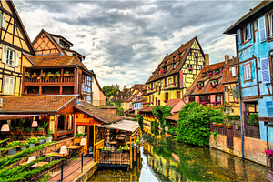 Traditional half-timbered houses in, an Architecture Photo by Leonid Andronov