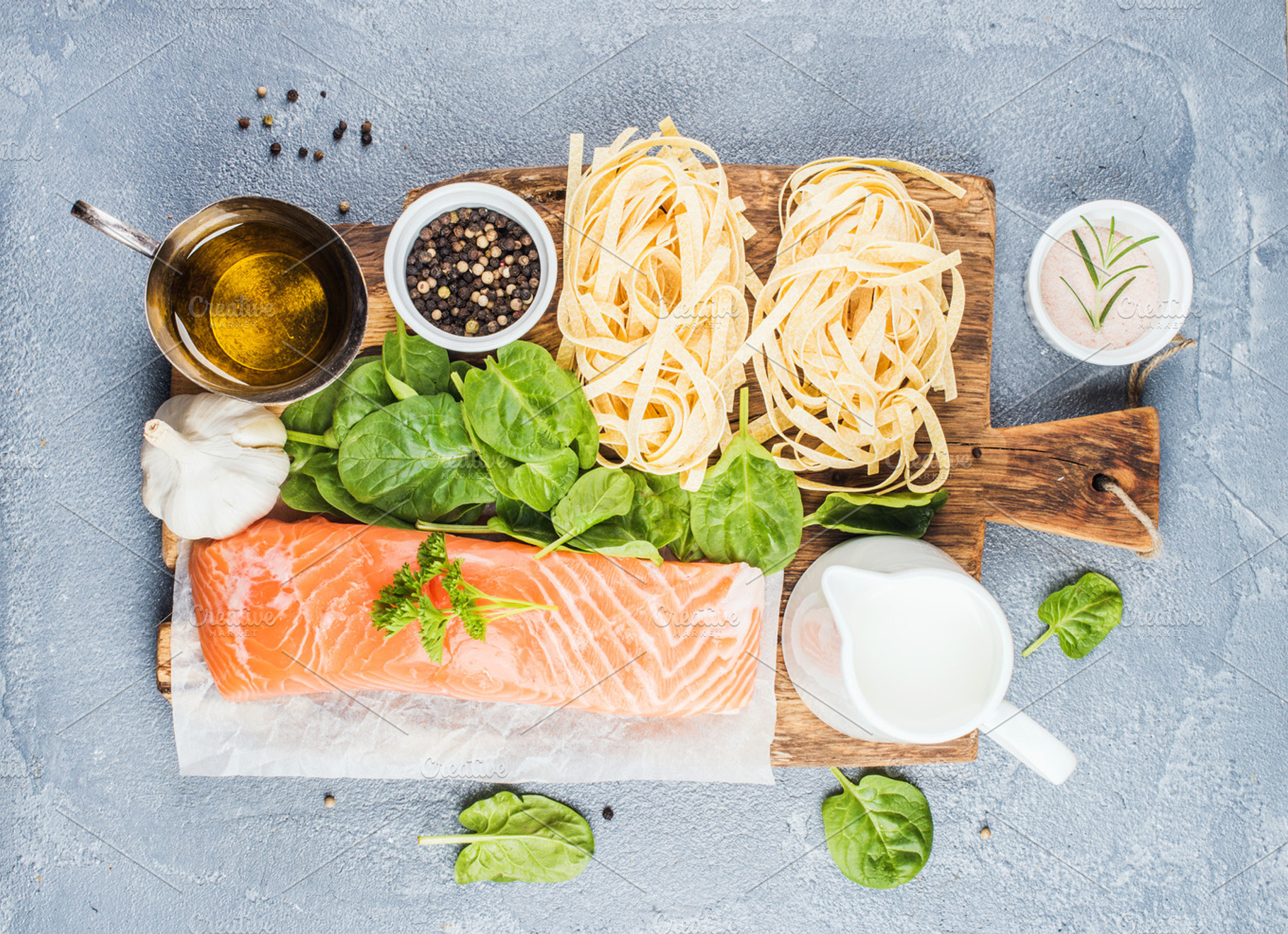 Ingredients for cooking pasta featuring ingredient, recipe, and top view, a Food & Drink Photo by Foxys